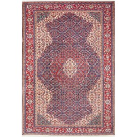 Tappeto Sarough Persia Medaglione Blu Rosso Crema 212x308 Cm