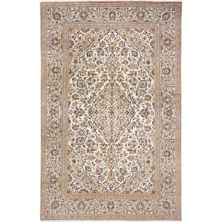 Tappeto Kashan Persia Medaglione Crema Blu 192x305 Cm