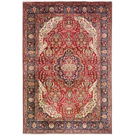 Tappeto Tabriz Persia Medaglione Rosso Blu 200x300 Cm