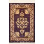Tappeto Ghom Seta Persia Floreale Blu Notte Oro 61x90 cm