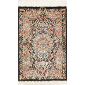 Tappeto Ghom Seta Persia Floreale Multicolore Scuro 58x90 cm
