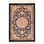 Tappeto Ghom Seta Persia Floreale Nero Crema 62x90 cm