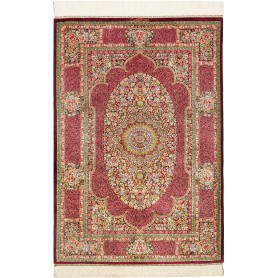 Tappeto Ghom Seta Persia Floreale Rosso Rubino Bordeaux 81x1