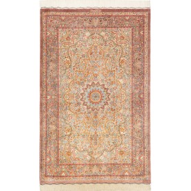 Tappeto Ghom Seta Persia Floreale Crema Terracotta 79x123 cm