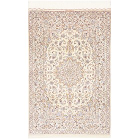 Tappeto Ghom Seta Persia Floreale Avorio Blu 99x150 cm