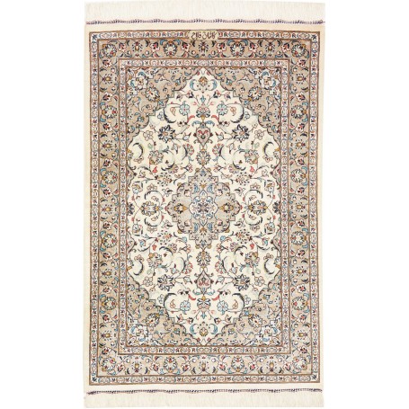 Tappeto Ghom Seta Persia Medaglione Avorio Beige 58x90 Cm