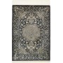 Tappeto Ghom Seta Persia Medaglione Nero Crema 58x88 Cm