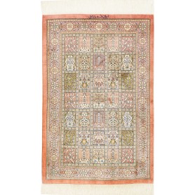 Tappeto Ghom Seta Persia Astratto Salmone Crema 60x86 Cm