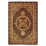 Tappeto Ghom Seta Persia Medaglione Nero Oro 135x200 Cm