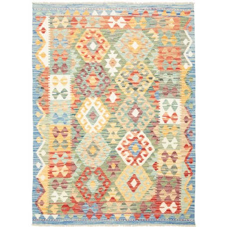 Tappeto Kilim Afghanistan Geometrico Multicolore Vibrante 12