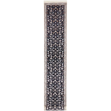 Tappeto Nain 6la Persia Floreale Blu Scuro Crema 85x612 Cm