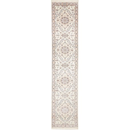 Tappeto Nain 6la Persia Floreale Crema Azzurro 82x415 Cm