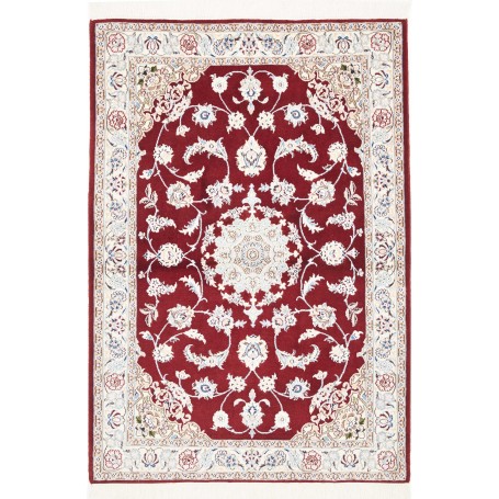 Tappeto Nain 9la Persia Medaglione Rosso Crema 105x150 Cm