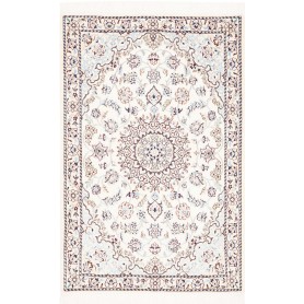 Tappeto Nain 9la Persia Medaglione Avorio Blu 80x124 Cm