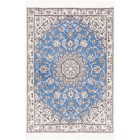 Tappeto Nain 9la Persia Medaglione Celeste Crema 78x114 Cm