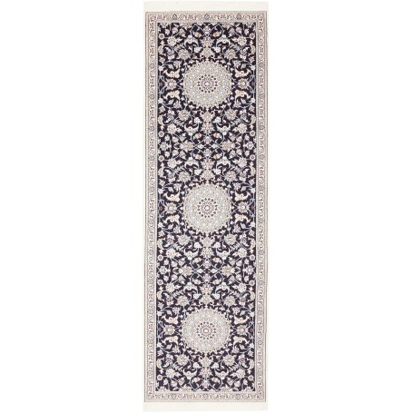Tappeto Nain 9la Persia Floreale Nero Crema 92x294 Cm