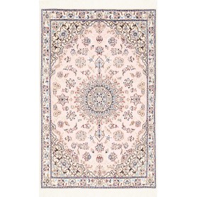 Tappeto Nain 9la Persia Medaglione Rosa Crema 80x120 Cm
