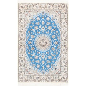 Tappeto Nain 9la Persia Medaglione Azzurro Crema 100x160 Cm