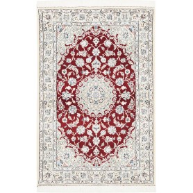 Tappeto Nain 9la Persia Medaglione Rosso Crema 98x155 Cm