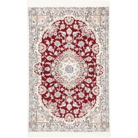 Tappeto Nain 9la Persia Medaglione Rosso Crema 102x155 Cm