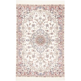 Tappeto Nain 9la Persia Medaglione Avorio Blu 103x154 Cm