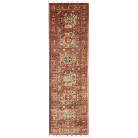 Tappeto Samarkand Pakistan Geometrico Marrone Ruggine Verde