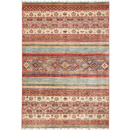 Tappeto Samarkand Pakistan Astratto Rosso Terracotta Blu Ott