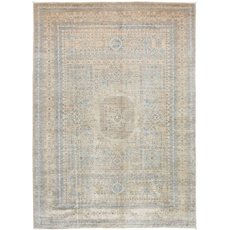 Tappeto Mamlouk Pakistan Geometrico Beige Blu Polvere 248x34