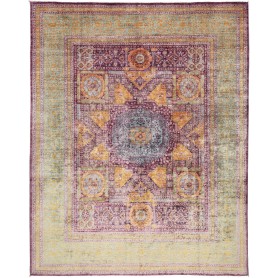 Tappeto Mamlouk Pakistan Medaglione Borgogna Ocra 245x298 cm
