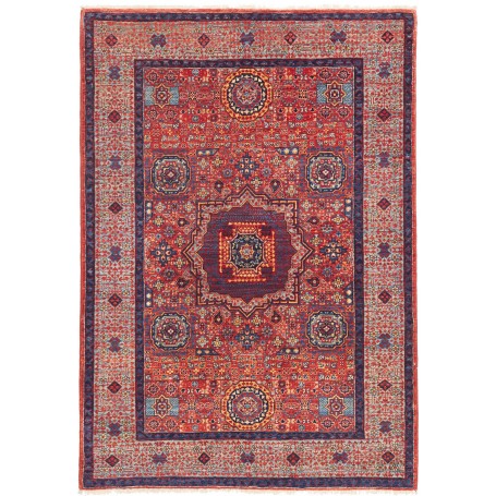 Tappeto Mamlouk Pakistan Geometrico Rosso Blu 103x147 cm
