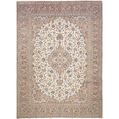 Tappeto Kashan Persia Medaglione Crema Beige 298x400 Cm