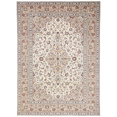 Tappeto Kashan Persia Medaglione Avorio Blu 250x343 Cm