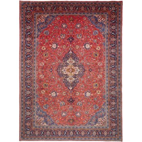 Tappeto Sarough Persia Medaglione Rosso Blu 300x408 Cm
