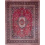 Tappeto Mashad Persia Medaglione Rosso Blu 318x408 Cm