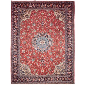 Tappeto Sarough Persia Astratto Rosso Blu 303x398 Cm