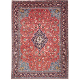 Tappeto Sarough Persia Medaglione Rosso Blu 260x356 Cm