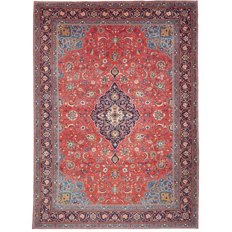 Tappeto Sarough Persia Medaglione Rosso Blu 260x356 Cm
