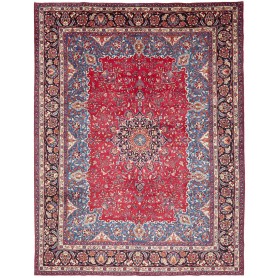 Tappeto Mashad Persia Medaglione Rosso Blu 298x384 Cm