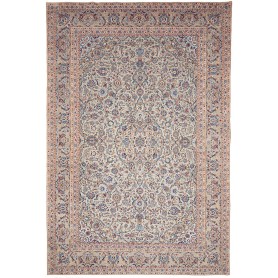 Tappeto Kashan Persia Medaglione Avorio Blu 275x400 Cm