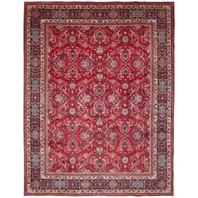Tappeto Mashad Persia Floreale Rosso Blu 298x393 Cm