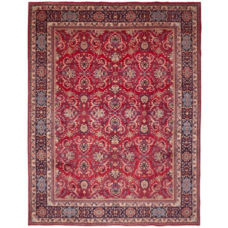 Tappeto Mashad Persia Floreale Rosso Blu 298x393 Cm