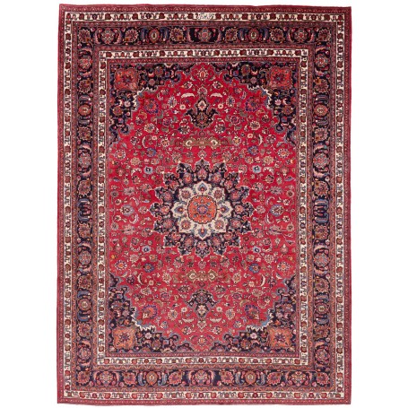 Tappeto Mashad Persia Medaglione Rosso Blu 248x340 Cm