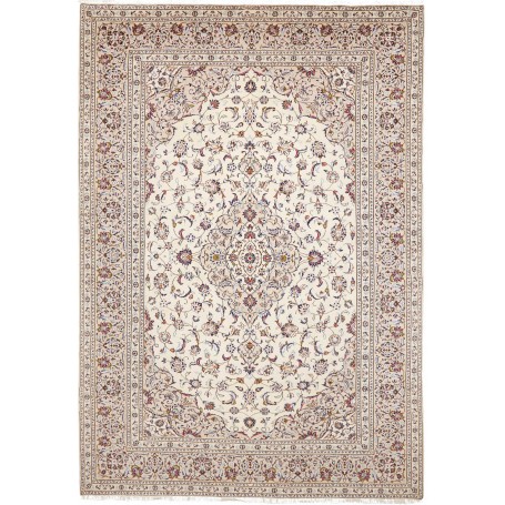 Tappeto Kashan Persia Medaglione Avorio Blu 246x354 Cm