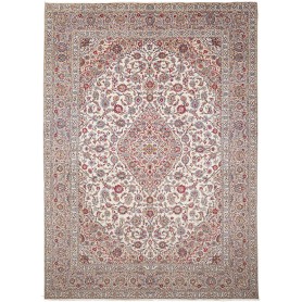 Tappeto Kashan Persia Medaglione Avorio Rosso 302x418 Cm