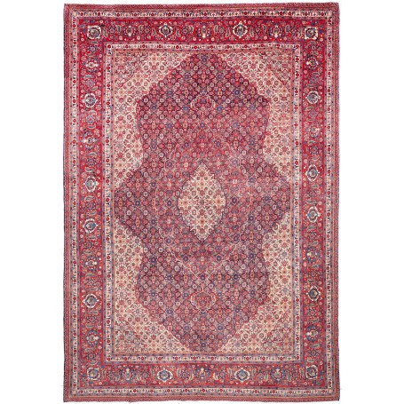 Tappeto Sarough Persia Medaglione Rosso Crema 280x406 Cm