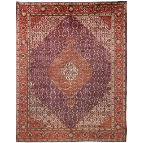Tappeto Tabriz Persia Medaglione Viola Arancio 305x390 Cm