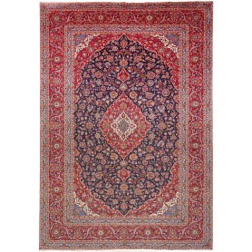 Tappeto Ardakan Persia Medaglione Blu Rosso Crema 280x402 Cm