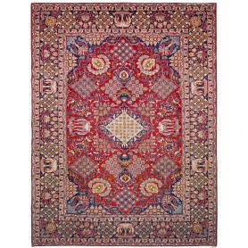 Tappeto Nadjafabad Persia Geometrico Rosso Blu 298x403 Cm