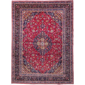 Tappeto Kashmar Persia Medaglione Rosso Blu 295x397 Cm