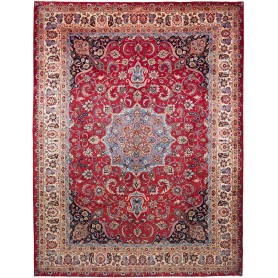 Tappeto Mashad Persia Medaglione Rosso Blu 300x394 Cm